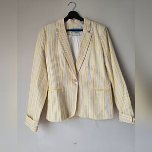 Draper James Yellow and Blue Striped Blazer